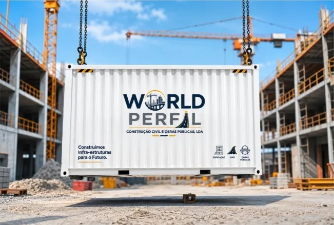 Contentor de obra com a marca World Perfil