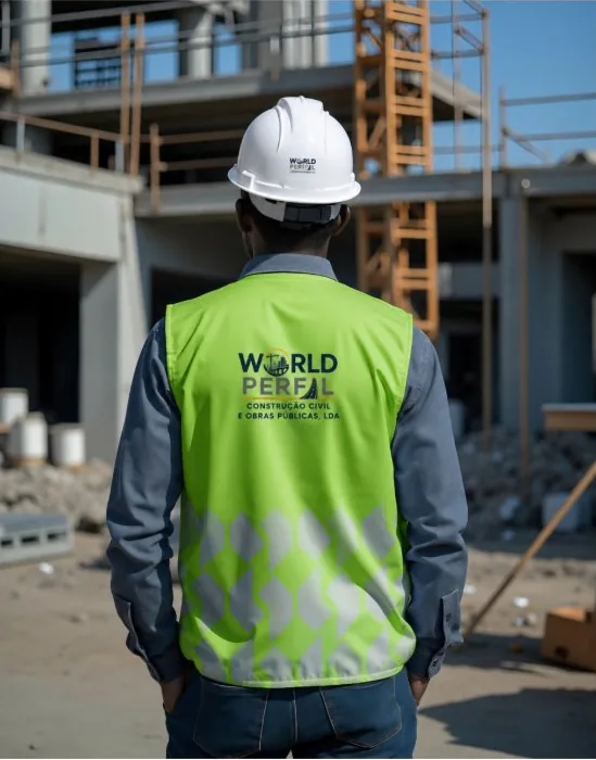 Colaborador de costas com colete refletor World Perfil